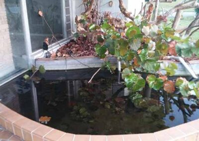 An indoor/outdoor Koi Pond image taken before construction by RW Macy Concrete Construction, inc.